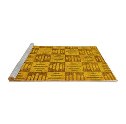 Sideview of Machine Washable Abstract Yellow Modern Rug, wshabs330yw
