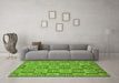 Machine Washable Abstract Green Modern Area Rugs in a Living Room,, wshabs330grn