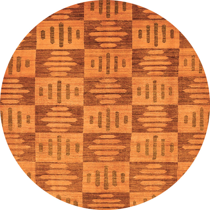 Round Machine Washable Abstract Orange Modern Area Rugs, wshabs330org
