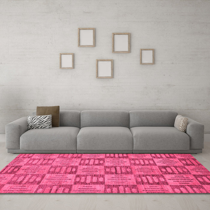 Machine Washable Abstract Pink Modern Rug in a Living Room, wshabs330pnk