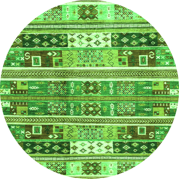 Round Abstract Green Modern Rug, abs3310grn
