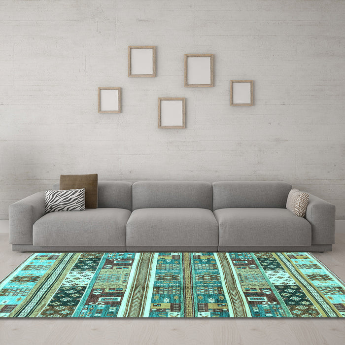 Machine Washable Abstract Light Blue Modern Rug in a Living Room, wshabs3310lblu