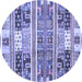 Round Abstract Blue Modern Rug, abs3310blu