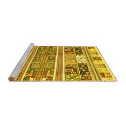 Sideview of Machine Washable Abstract Yellow Modern Rug, wshabs3310yw