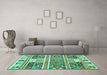 Machine Washable Abstract Turquoise Modern Area Rugs in a Living Room,, wshabs3310turq