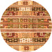 Round Abstract Orange Modern Rug, abs3310org