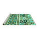 Sideview of Machine Washable Abstract Turquoise Modern Area Rugs, wshabs3310turq