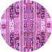 Round Machine Washable Abstract Purple Modern Area Rugs, wshabs3310pur