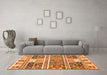 Machine Washable Abstract Orange Modern Area Rugs in a Living Room, wshabs3310org