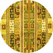 Round Machine Washable Abstract Yellow Modern Rug, wshabs3310yw