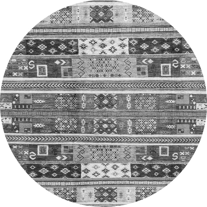 Round Machine Washable Abstract Gray Modern Rug, wshabs3310gry
