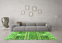 Machine Washable Abstract Green Modern Rug, wshabs3310grn