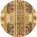 Round Abstract Brown Modern Rug, abs3310brn