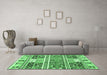 Machine Washable Abstract Emerald Green Modern Area Rugs in a Living Room,, wshabs3310emgrn