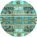 Round Abstract Light Blue Modern Rug, abs3310lblu