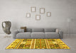 Machine Washable Abstract Yellow Modern Rug in a Living Room, wshabs3310yw