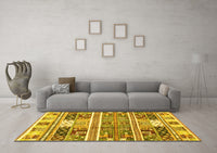 Machine Washable Abstract Yellow Modern Rug, wshabs3310yw