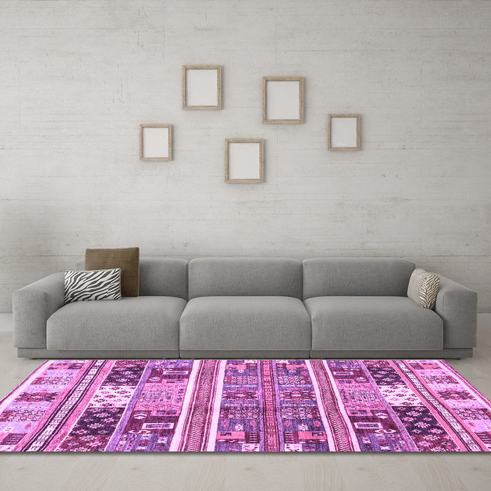 Machine Washable Abstract Purple Modern Area Rugs in a Living Room, wshabs3310pur
