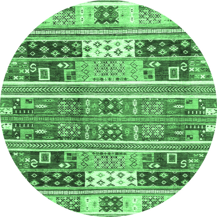 Round Abstract Emerald Green Modern Rug, abs3310emgrn