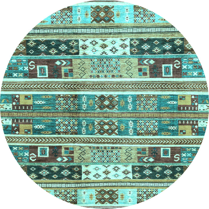Round Machine Washable Abstract Light Blue Modern Rug, wshabs3310lblu