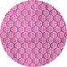 Round Machine Washable Abstract Pink Modern Rug, wshabs3311pnk