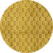 Round Machine Washable Abstract Yellow Modern Rug, wshabs3311yw