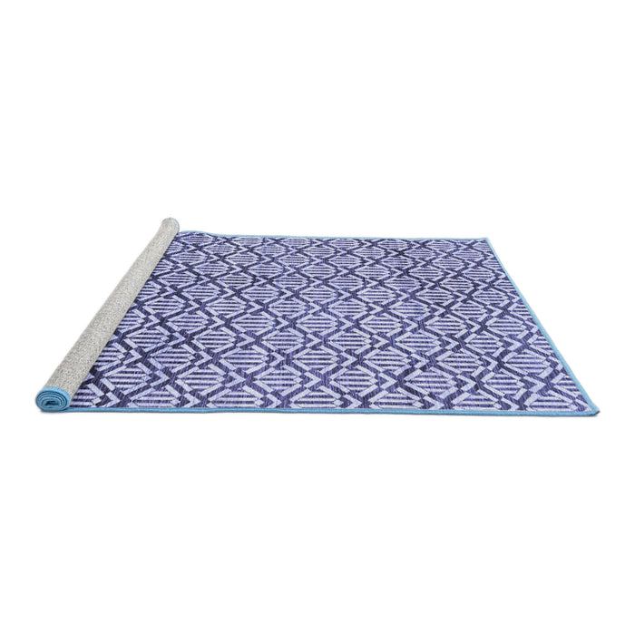 Sideview of Machine Washable Abstract Blue Modern Rug, wshabs3311blu