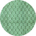 Round Machine Washable Abstract Turquoise Modern Area Rugs, wshabs3311turq