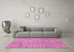 Machine Washable Abstract Pink Modern Rug in a Living Room, wshabs3311pnk