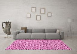 Machine Washable Abstract Pink Modern Rug in a Living Room, wshabs3311pnk