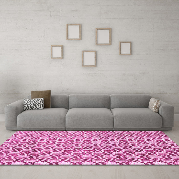 Machine Washable Abstract Pink Modern Rug in a Living Room, wshabs3311pnk