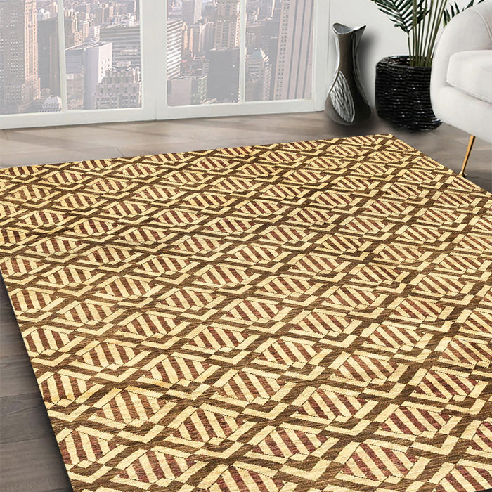 Abstract Mustard Yellow Modern Rug in Family Room, abs3311