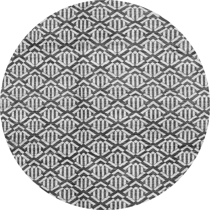 Round Machine Washable Abstract Gray Modern Rug, wshabs3311gry