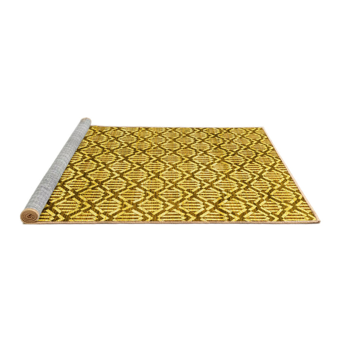 Sideview of Machine Washable Abstract Yellow Modern Rug, wshabs3311yw