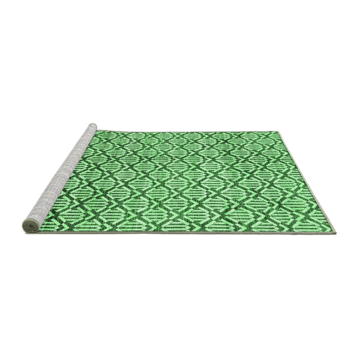 Sideview of Machine Washable Abstract Emerald Green Modern Area Rugs, wshabs3311emgrn