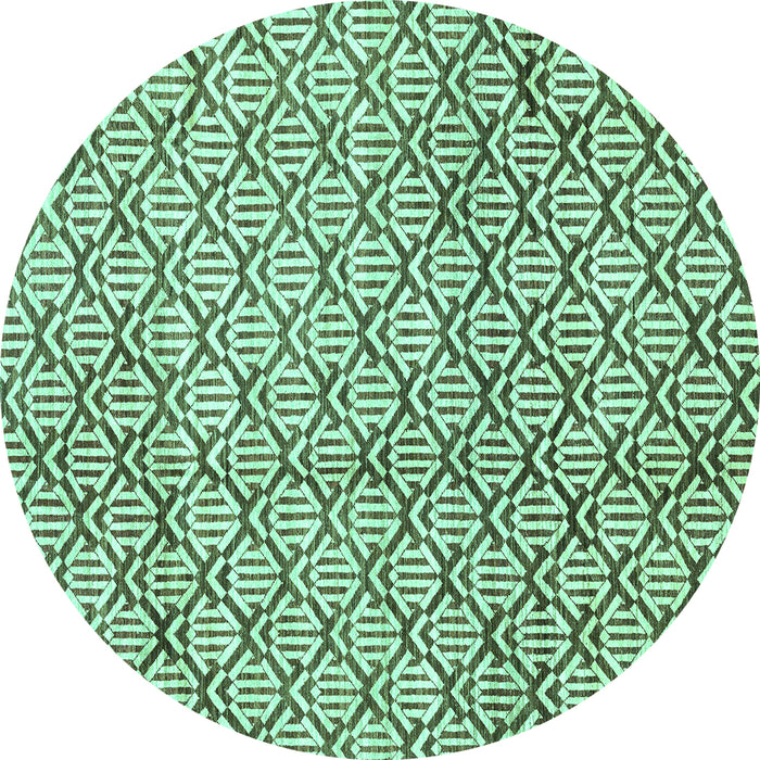 Round Abstract Turquoise Modern Rug, abs3311turq