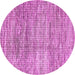 Round Machine Washable Abstract Purple Modern Area Rugs, wshabs3312pur