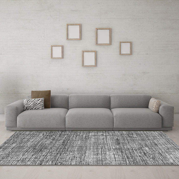 Machine Washable Abstract Gray Modern Rug in a Living Room,, wshabs3312gry