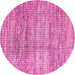 Round Machine Washable Abstract Pink Modern Rug, wshabs3312pnk