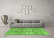 Machine Washable Abstract Green Modern Area Rugs in a Living Room,, wshabs3312grn