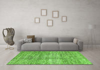 Machine Washable Abstract Green Modern Rug, wshabs3312grn