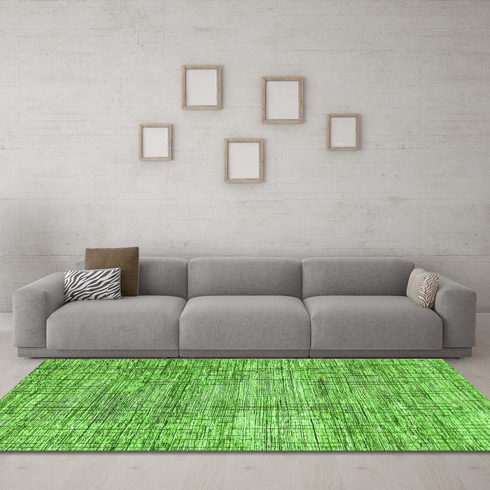 Machine Washable Abstract Green Modern Area Rugs in a Living Room,, wshabs3312grn