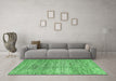 Machine Washable Abstract Emerald Green Modern Area Rugs in a Living Room,, wshabs3312emgrn