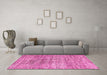 Machine Washable Abstract Pink Modern Rug in a Living Room, wshabs3312pnk