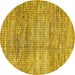 Round Machine Washable Abstract Yellow Modern Rug, wshabs3312yw