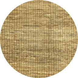 Round Machine Washable Abstract Chrome Gold Yellow Rug, wshabs3312