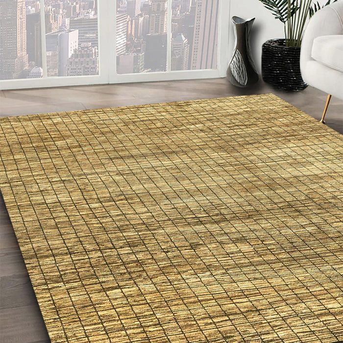 Abstract Chrome Gold Yellow Modern Rug in Family Room, abs3312