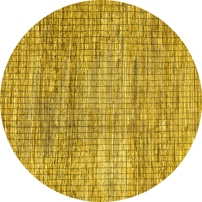 Round Abstract Yellow Modern Rug, abs3312yw