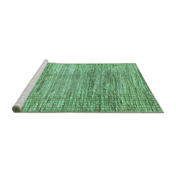 Sideview of Machine Washable Abstract Turquoise Modern Area Rugs, wshabs3312turq