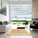 Square Abstract Mustard Yellow Modern Rug in a Living Room, abs3313